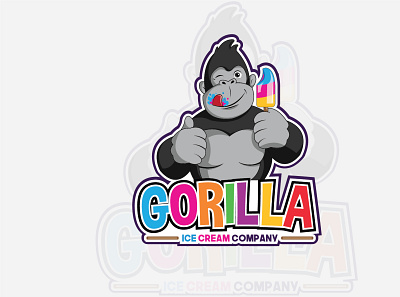 Gorilla Gray Version cartoon cartoon character cartoon design design gorilla gorilla logo icecream illustration logo vector