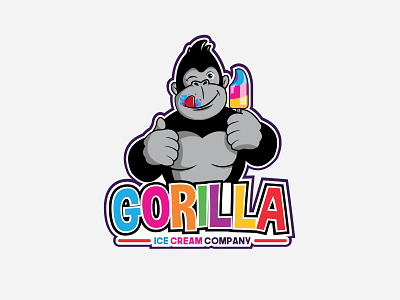Gorilla Black Version cartoon cartoon character cartoon design design gorilla gorilla logo icecream illustration logo vector