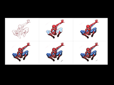 The process of drawing a Spiderman with a graphic tablet. cartoon character cartoon illustration comic comic art comics design graphic design graphic tablet graphicdesign illustration marvel process spider spiderman wacom wacom intuos