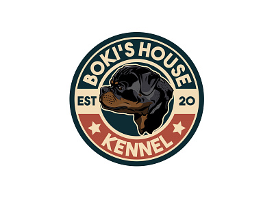 Boki's House Kennel adobe illustrator art brand design designer digitalart dizajn dog dog logo graphicdesign illustration kennel logo rottweiler ui ux vector