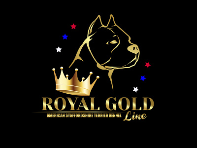 Royal Gold Line adobe illustrator america american staffordshire terrier animation art branding design designer dog graphic design illustration kennel logo stafford ui ux vector