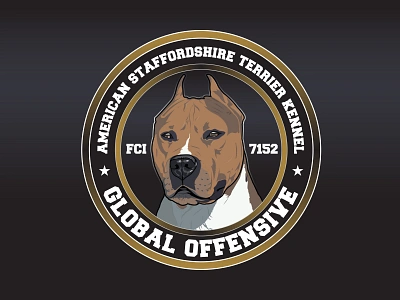 Global Offensive adobe illustrator american staffordshire terrier art artist brand branding design designer dog global graphic graphicdesign illustration kennel logo offensive stafford ui ux vector