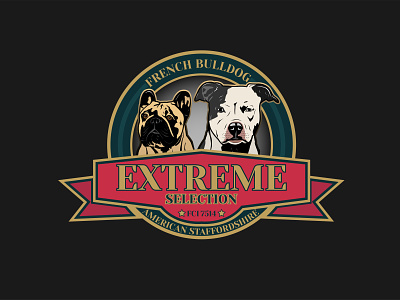 Extreme Selection adobe illustrator american american stafford art branding design dog dog logo french buldog graphic design graphicdesign illustration kennel logo staffordshire ui ux vector