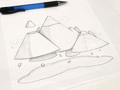 Flying mountains sketch drawing flying mountain sketch