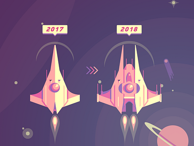 Spaceship for the New Year 2017 2018 card eve new year space spaceship wish wishcard year
