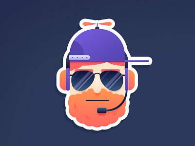 Gamer Sticker beard character face gamer gaming gradient head headphones male sticker sunglasses