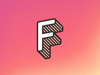 F Logo 3d branding f letter logo monogram stripes volume