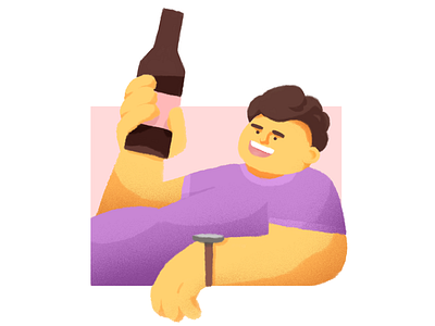 Happy Drinking beer character drink drinking happy illustration man texture wine