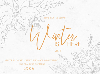 My new winter collection `Winter is here` branding clipart fashion floral frame graphic graphic design illustration illustrator line art minimal pattern typography vector winter