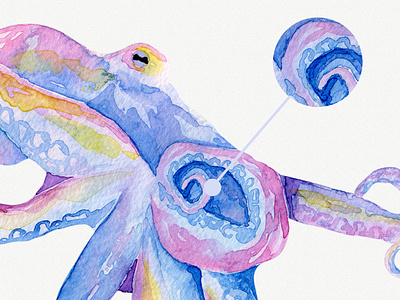 Psychedelic Watercolor Octopus