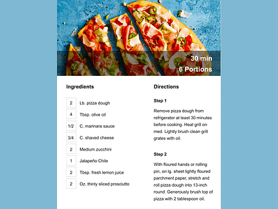 Recipe - Daily UI 040 040 adobe xd daily 100 challenge dailyui design pizza recipe