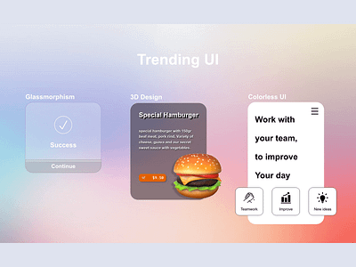 Trending - Daily UI 069 069 3d design adobe xd colorless daily 100 challenge dailyui design glassmorphism hamburger trending trending ui