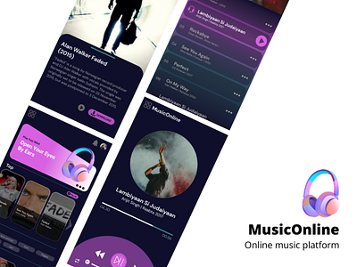 MusicOnline UI/UX android design figma mobile app design mobile ui ui uiuxdesign