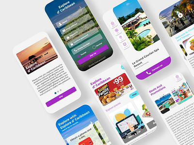 Explore d' Caribbean android design figma illustration logo mobile app mobile app design mobile ui ui uiuxdesign