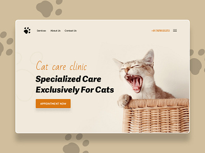 Cat Care Clinic cat cat care clinic cat care clinic catcare creative design hero section hospital langing page