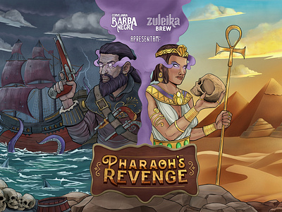 Pharaoh's Revenge - Beer label beer beer label black beard cleopatra digital illustration egypt illustration label design label illustration pirates