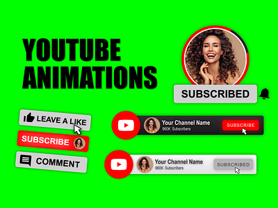 YouTube Subscribe And All Buttons Animation animation lower third social media subscribe youtube