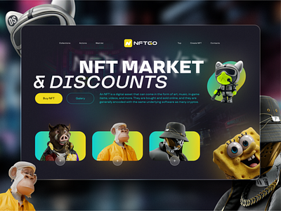 NFT market branding dark theme design illustration inspiration logo marketplace nft ui web