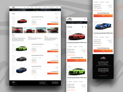 Car rental adaptive website adaptive branding car catalog design ford logo mobile rent ui ux vector web