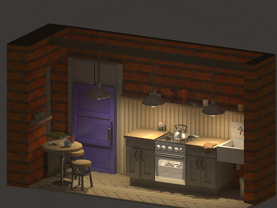 kitchen 3d 3dart 3dillustration kitchen lowpoly lowpoly3d lowpolyart