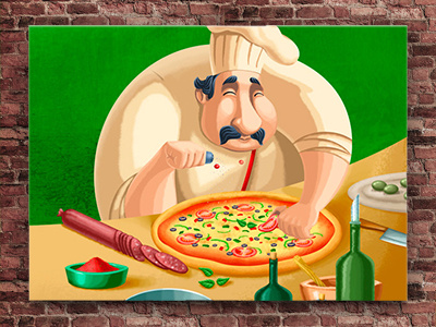 Pizza Box Character character cheeze cook illustration kitchen pizza