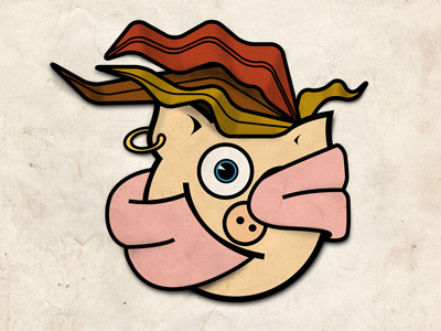 Сheerful Piggie 2d character pig tongue vector