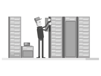 Operator fixing server flat illustration operator server working