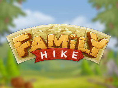 Family Hike logo 2d family game design illustration logo design mountains