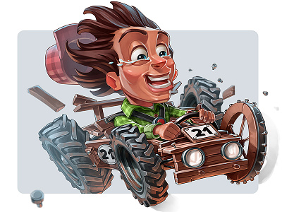Racer Sam the Kid 2d character design game art illustration racing