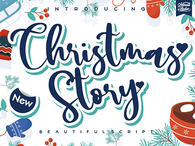 Christmas Story - Beautiful Script Font branding design font font design fonts icon illustration lettering logo script font typography