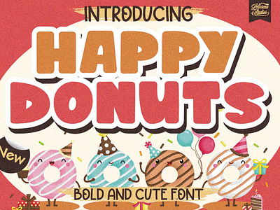 Happy Donuts - Bold and Cute Font branding design font font design fonts icon illustration lettering logo script font