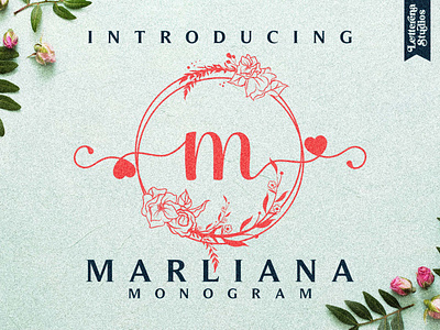Marliana Floral Monogram Font branding design font font design fonts icon illustration lettering logo script font