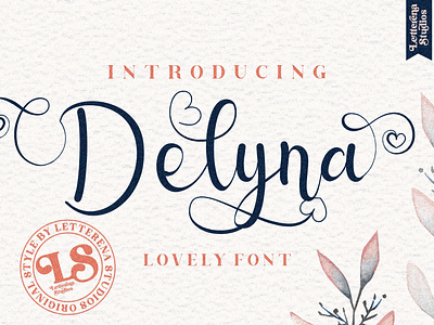 Delyna - Beautiful Lovely Script Font apparel branding design font font design fonts icon illustration lettering logo script font typography