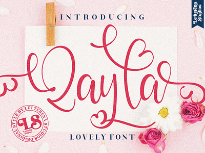 Qayla - Beautiful Lovely Script Font apparel font branding design font font design fonts icon illustration lettering logo script font typography