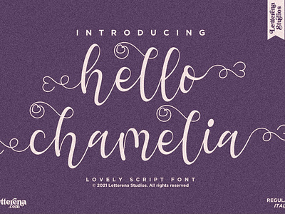 hello chamelia - Lovely Script Font apparel apparel font branding design font font design fonts icon illustration lettering logo script font typography