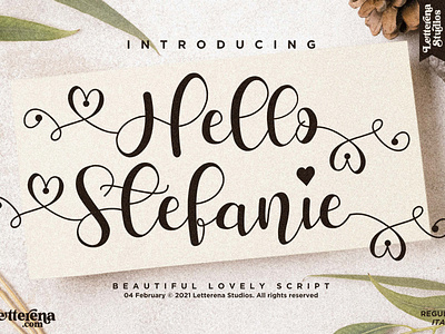 Hello Stefanie - Beautiful Lovely Script Font apparel apparel font branding design font font design fonts icon illustration lettering logo script font typography vector