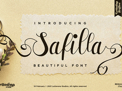 Safilla - Beautiful Script Font branding design font font design fonts icon illustration lettering logo script font typography