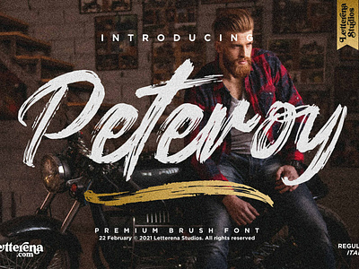 Peteroy - Premium Brush Font apparel font branding design font font design fonts icon illustration lettering logo script font typography ui