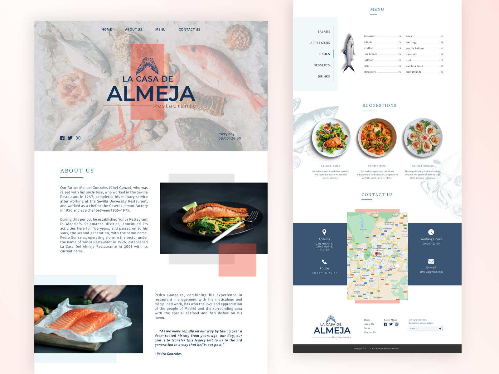 Seafood Restaurant Landing Page Design by Irmak Bulut on Dribbble