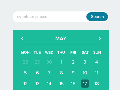 Search box and Calendar