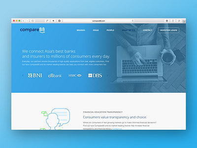 Compare88 Website Design blue corporate fintech