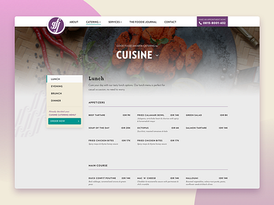 Catering Menu Page cafe catering chef cooking delivery food foods menu restaurant ui website