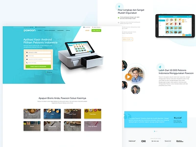Landing Page for Pawoon POS App android app fintech landing landingpage pointofsale pos sme tablet ui ux website