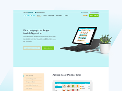 Pawoon POS Features Page android app features landing landingpage page pos sme tablet ui ux website