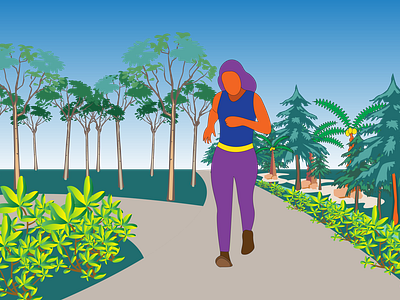 Walking woman Simple flat Illustration