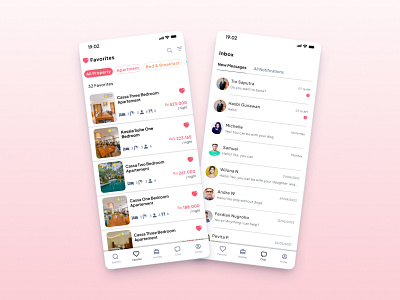 Villanesia App - Favorites and Inbox by Afif Ubaydillah on Dribbble