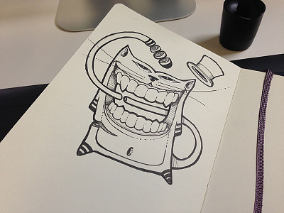 Moleskine Doodle 2 cat doodle drawing grin hat ink moleskine pen sketch