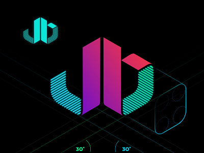 JB Isometric Logo, Icon and Grid branding design isometric isometric icons jb letter type lettertype logo mark vector