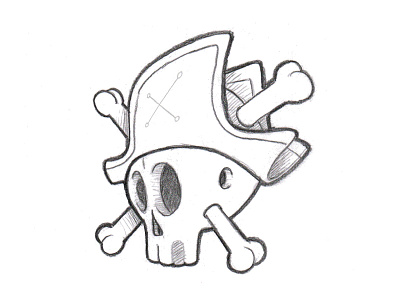 Pirate Character Dev - Pirate Skull Sketch character pirate sketch skull