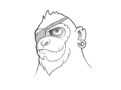 Pirate Character Dev - Pirate Ape Sketch ape character pirate sketch